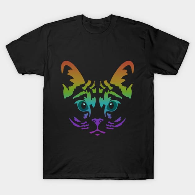 Rainbow Cat Face T-Shirt by GeoCreate